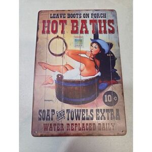 Leave Boots On Porch Baths 8x12 Rustic-looking‎ Metal Sign